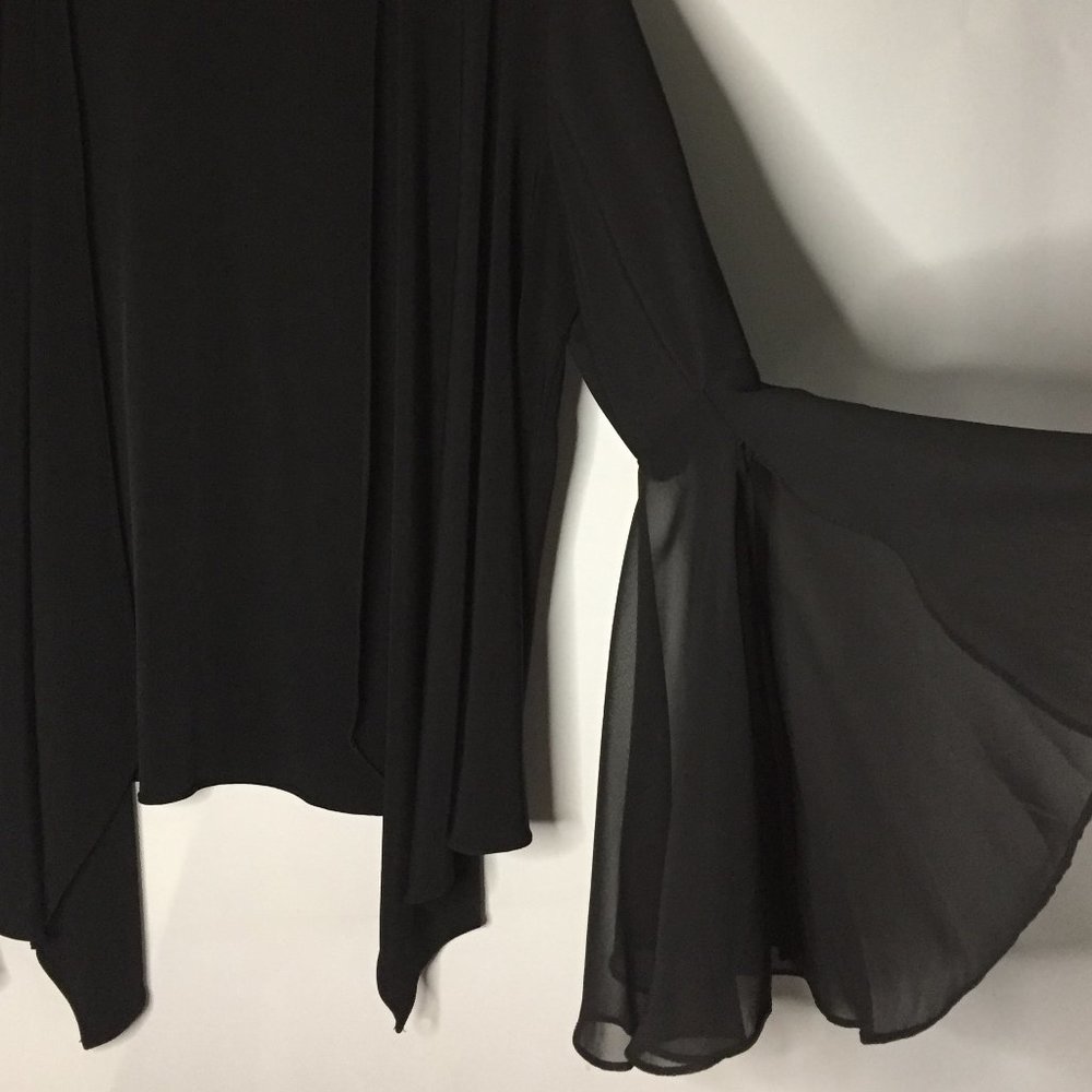 R&M Richards - Evening Jacket Shrug Long Sleeve Sheer, Size Large, Color Black